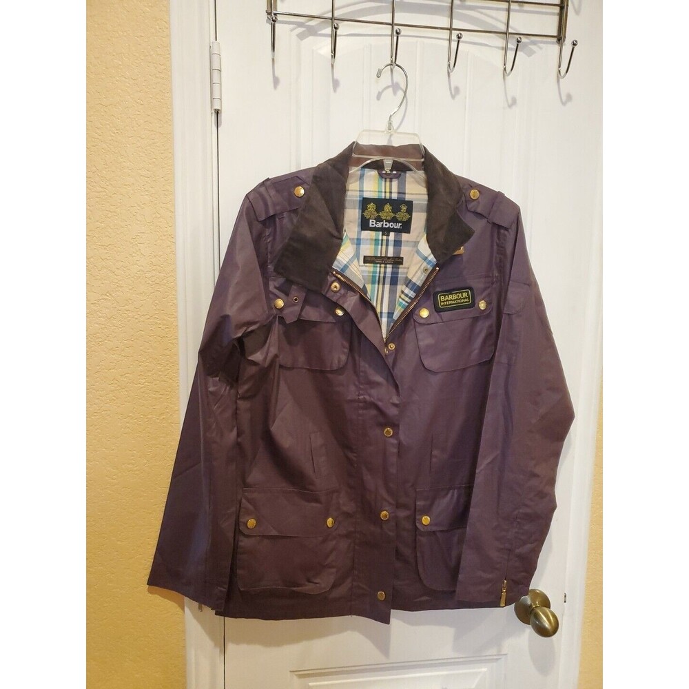 Barbour International Purple Waterproof Breathable Belted Jacket sz S - Picture 11 of 16